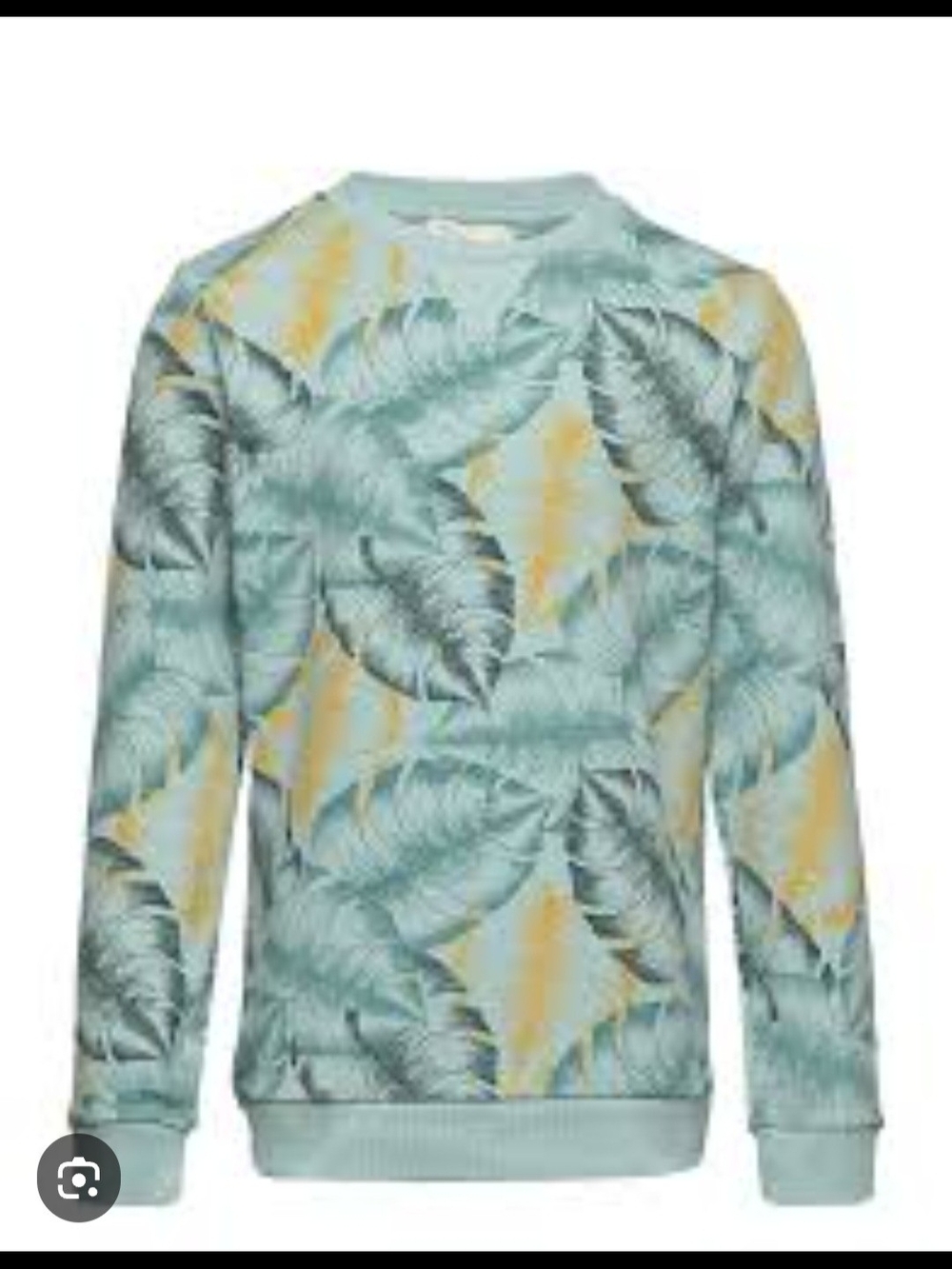 Kids Tropical Leaf Print Crewneck Sweatshirt - Mint Green